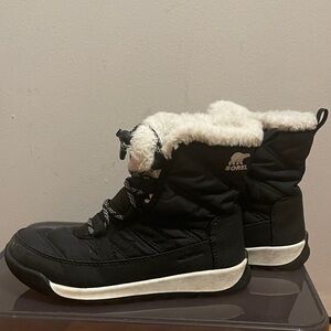 Sorel Black Boots with White Trim